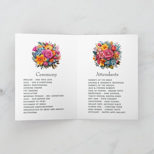 Whimsical Bloemrijke Fiesta Bruiloft Programma (Binnen)
