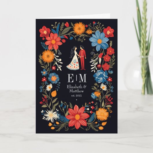 Whimsical Bloemrijke Fiesta Bruiloft Programma (Voorkant)
