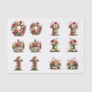 Whimsical Bloemrijke Pasen voor Schelpen Decoupage Tissuepapier