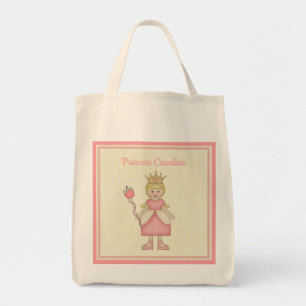 Whimsical Blonde Princess in roze monogrammen Tote Bag