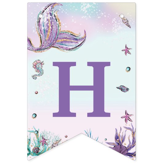 Whimsical Blondine Zeemeermin Verjaardag Onder het Vlaggetjes (Tweede vlag)