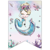 Whimsical Blondine Zeemeermin Verjaardag Onder het Vlaggetjes (Eerste vlag)