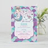 Whimsical Blondine Zeemeermin Verjaardagsfeestje P Kaart (Staand voorkant)