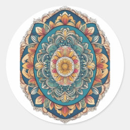 Whimsical Bloom Mandala – Natuur geïnspireerd Ronde Sticker