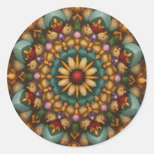 Whimsical Bloom Mandala – Natuur geïnspireerd Ronde Sticker