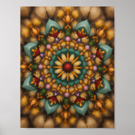 Whimsical Bloom Mandala – Natuur-geïnspireerde muu Poster