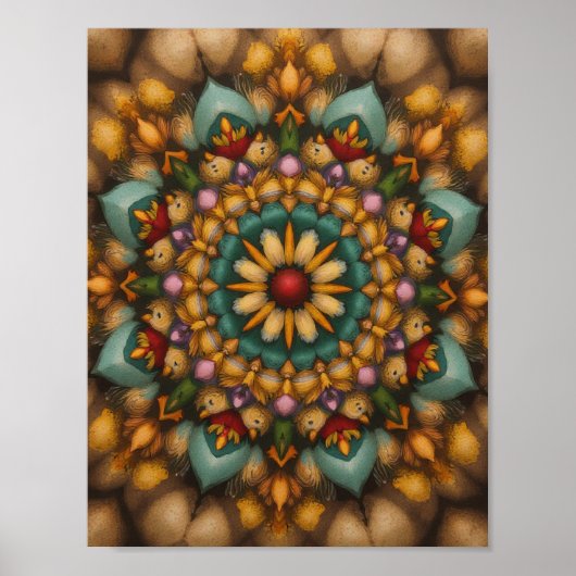 Whimsical Bloom Mandala – Natuur-geïnspireerde muu Poster (Voorkant)
