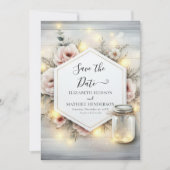 Whimsical Bloom Mason Jar Wedding Save The Date (Voorkant)