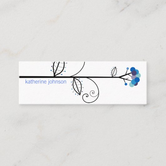 Whimsical Bloom Tree Azure Blue Stippen Kleurrijk Mini Visitekaartje (Voorkant)