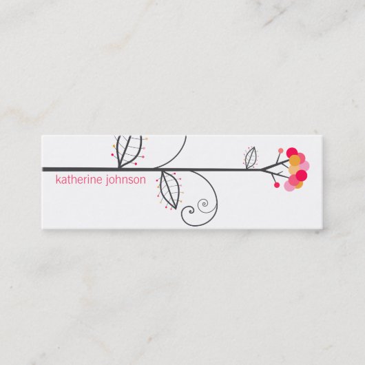 Whimsical Bloom Tree Fuchsia Roze Stippen kleurrij Mini Visitekaartje (Voorkant)