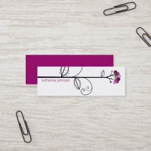 Whimsical Bloom Tree Plum Paarse Stippen Colorful Mini Visitekaartje