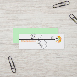 Whimsical Bloom Tree Yellow Citrus Stippen Kleurri Mini Visitekaartje