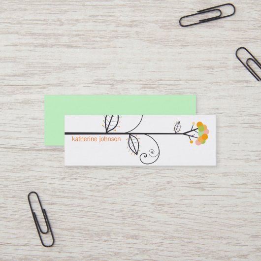 Whimsical Bloom Tree Yellow Citrus Stippen Kleurri Mini Visitekaartje (Voorkant / Achterkant in situ)