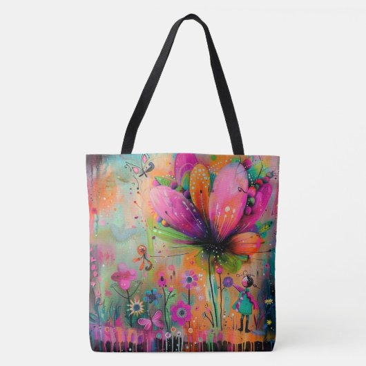 Whimsical Blooms Een uitbarsting van kleurrijke vr Tote Bag (Voorkant)