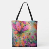 Whimsical Blooms Een uitbarsting van kleurrijke vr Tote Bag (Achterkant)