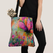 Whimsical Blooms Een uitbarsting van kleurrijke vr Tote Bag (Dichtbij)