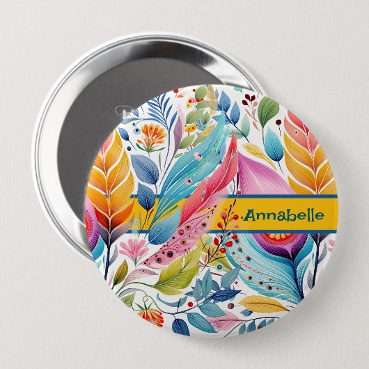 "Whimsical Blooms Floral Symphony" Ronde Button 4,0 Cm (Voorkant /achterkant)