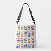 Whimsical Blooms in levendige potten Crossbody Tas (Voorkant)