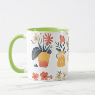 Whimsical Blooms in levendige potten Mok