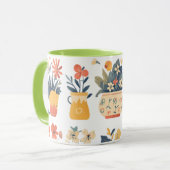 Whimsical Blooms in levendige potten Mok (Voorkant links)