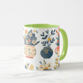 Whimsical Blooms in levendige potten Mok (Voorkant rechts)