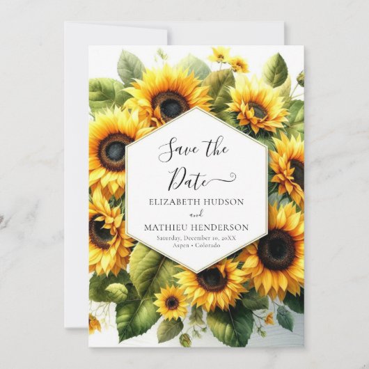 Whimsical Blooms Zonnebloem bruiloft Save The Date (Voorkant)