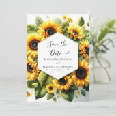 Whimsical Blooms Zonnebloem bruiloft Save The Date (Staand voorkant)