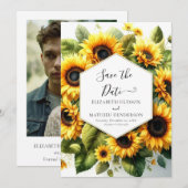 Whimsical Blooms Zonnebloem bruiloft Save The Date (Voorkant / Achterkant)