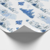 Whimsical Blue and White Mouse Village Holiday Cadeaupapier (Hoek)