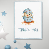 Whimsical Blue Baby Bird Hatching Dank u Briefkaart