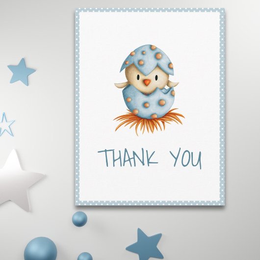 Whimsical Blue Baby Bird Hatching Dank u Briefkaart
