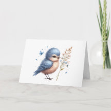 Whimsical Blue Bird All-Occasion Blank Groet