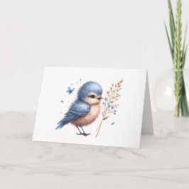 Whimsical Blue Bird All-Occasion Blank Groet Kaart