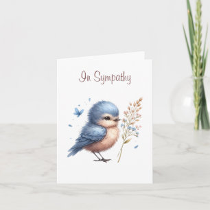 Whimsical Blue Bird Flowers en Butterfly Sympathy Kaart