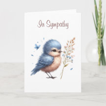 Whimsical Blue Bird Flowers en Butterfly Sympathy