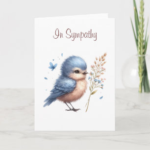 Whimsical Blue Bird Flowers en Butterfly Sympathy Kaart