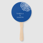 Whimsical Blue bloeien Handwaaier (Achterkant)