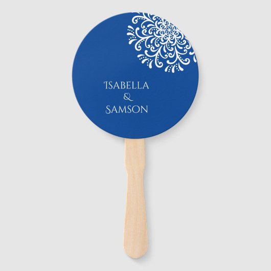 Whimsical Blue bloeien Handwaaier (Achterkant)