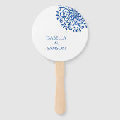 Whimsical Blue bloeien Handwaaier (Voorkant)