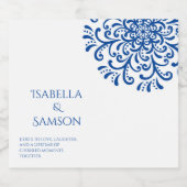 Whimsical Blue bloeien Sparkling Wijnetiket (Enkel label)