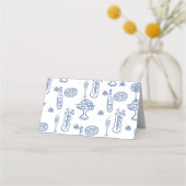 Whimsical Blue Bow Vrijgezellenfeest Gevouwen Plaa Plaatskaartje (Achterkant)