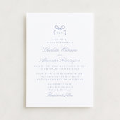 Whimsical Blue Bow Wedding Invitation Kaart