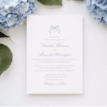 Whimsical Blue Bow Wedding Invitation