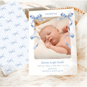 Whimsical Blue Bows Baby Geboorte Aankondiging