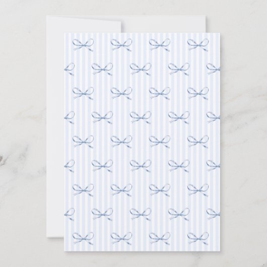Whimsical Blue Bows Baby Geboorte Aankondiging (Achterkant)