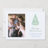 Whimsical Blue Bows On Christmas Tree Photo Feestdagenkaart (Voorkant)