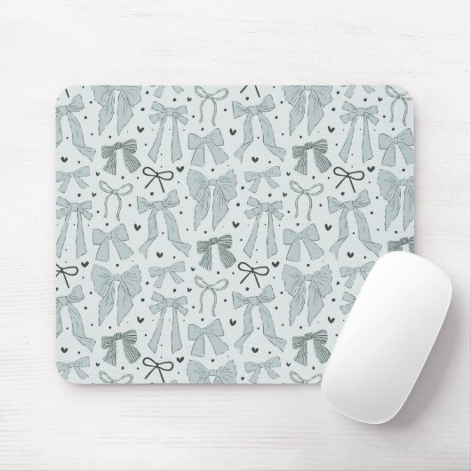Whimsical Blue Bows Patroon Muismat (Met muis)