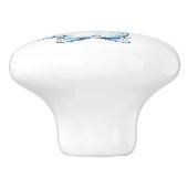 Whimsical Blue Bunny Keramische Knop (Zijkant)