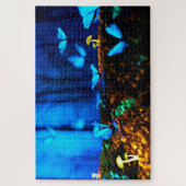 Whimsical Blue Butterflies paddenstoelen Legpuzzel (Verticaal)