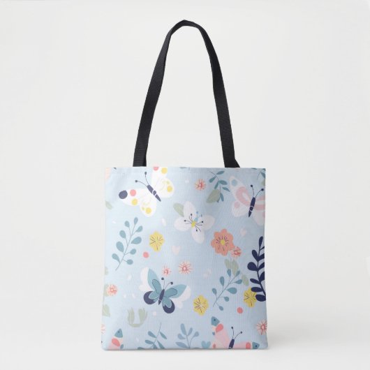 Whimsical Blue Butterfly Canvas tas (Voorkant)